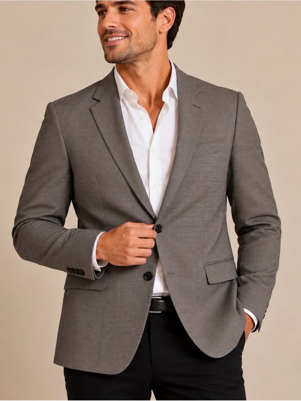 Monsieur Givenchy Classic Men's Grey Plaid Blazer - Timeless Tailored Style 46L